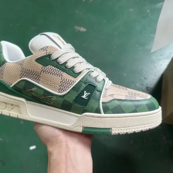 Louis Vuitton Trainer Green Damier Sneakers - 1