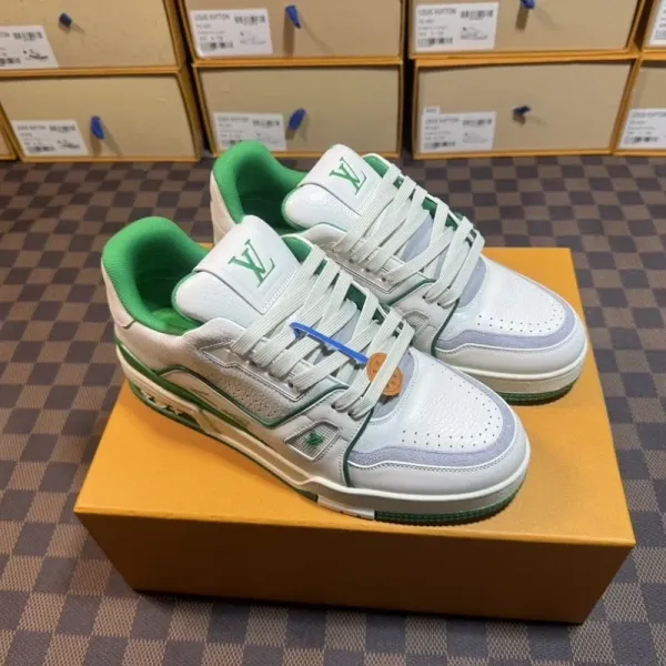 Louis Vuitton Trainer Sneakers White Green - 1