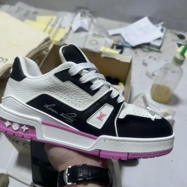 Louis Vuitton Trainer Sneakers White Black Pink - 1