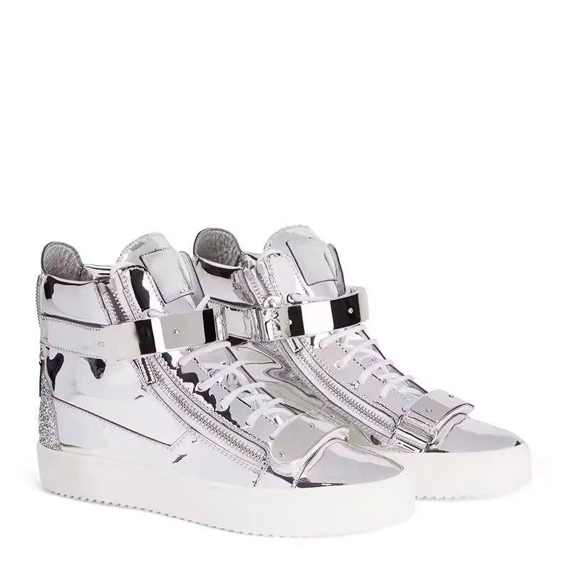 Silver Patent Leather Double Buckle