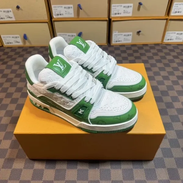 Louis Vuitton Trainer Green Monogram Sneakers - 1