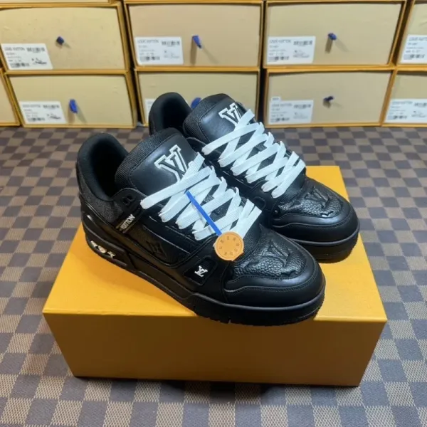 Louis Vuitton Trainer Black Leather Sneakers - 1
