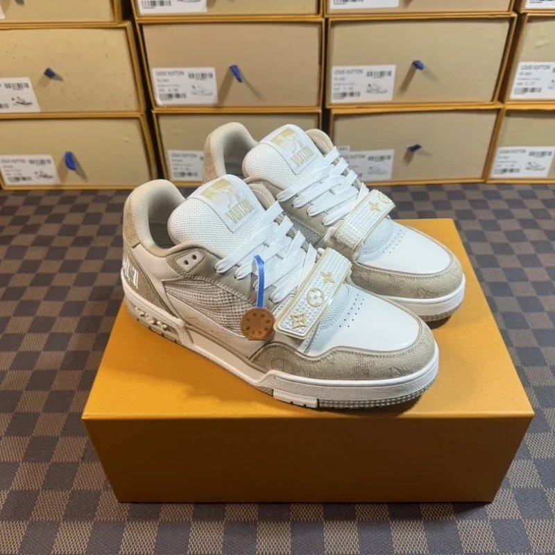 Louis Vuitton Trainer Sneakers White Navy Leather Sneakers - 5