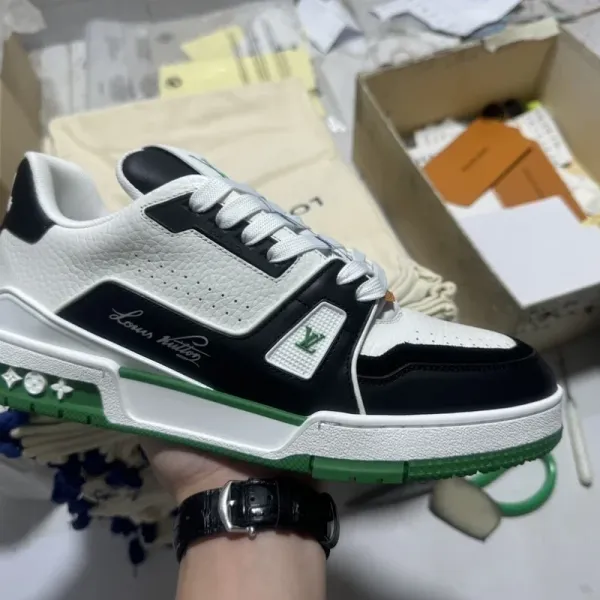 Louis Vuitton Trainer Sneakers White Black Green - 1