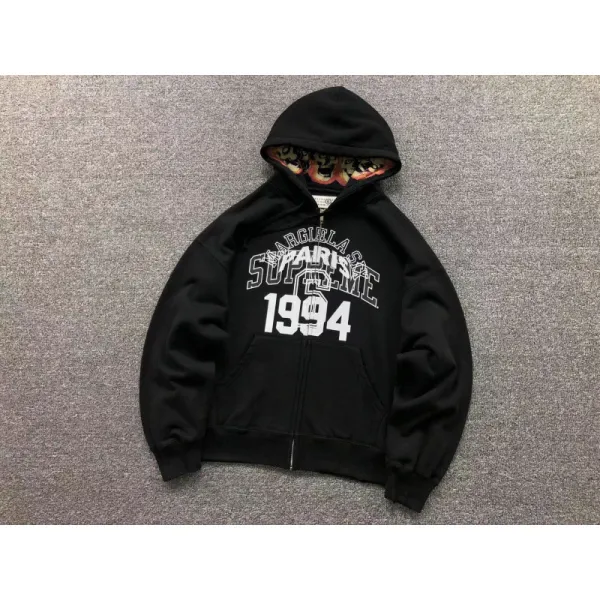 Maison Margiela x Supreme 1994 Arch Logo Zip-Up Hoodie Black - 1
