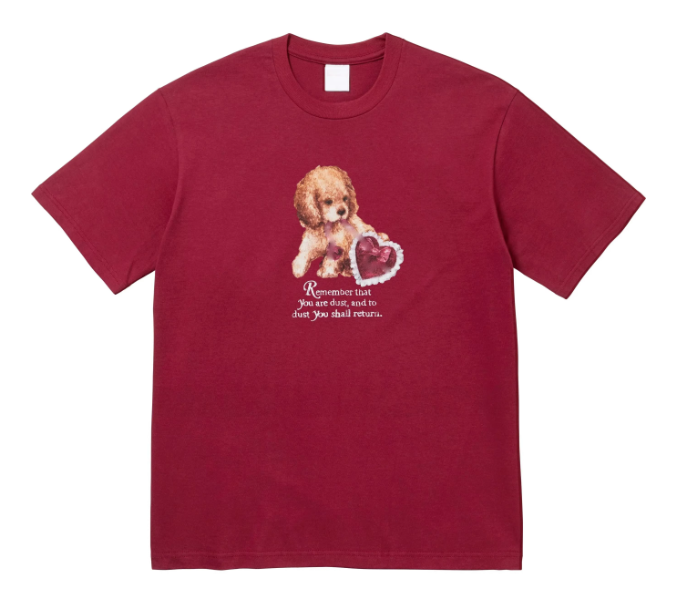SAINT Mxxxxxx Dust Tee Puppy Heart Logo T-shirt Burgundy