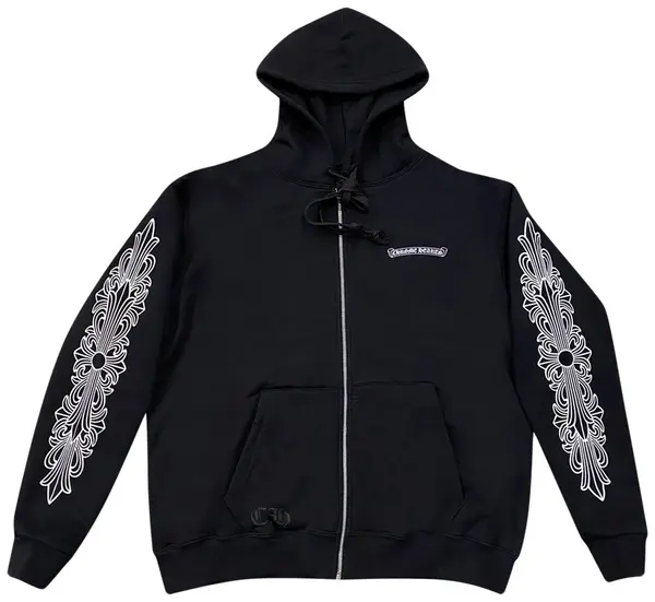 Chrome Hearts Aspen Limited Edition Scroll Floral Sleeve Zip-Up Hoodie