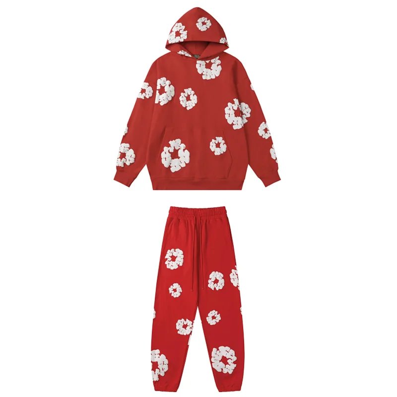 Red Floral Hoodie and Pants Set