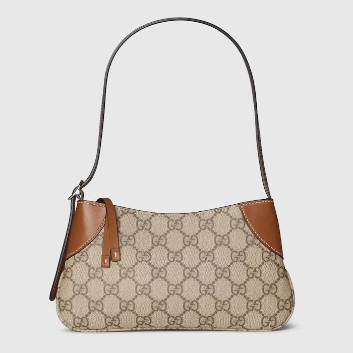 Gucci Beige Shoulder Bag with Brown Leather Accents