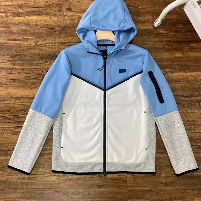 Nike Blue and White Tech Fleece Hoodie Jacket