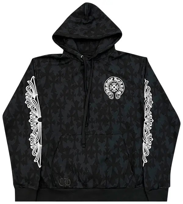 Chrome Hearts Black Hoodie with White Embroidery