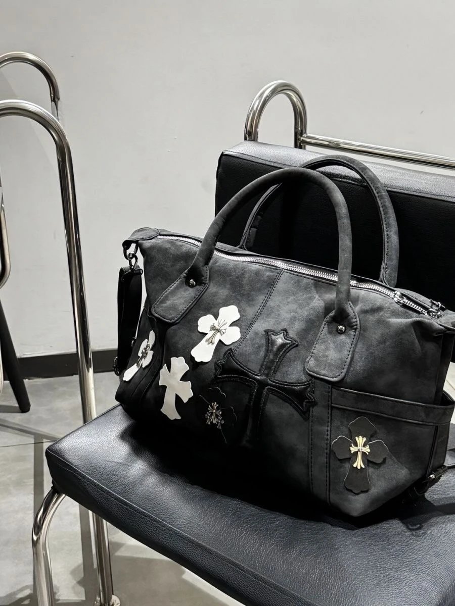 Black White Crossbody Bag with Cross Design