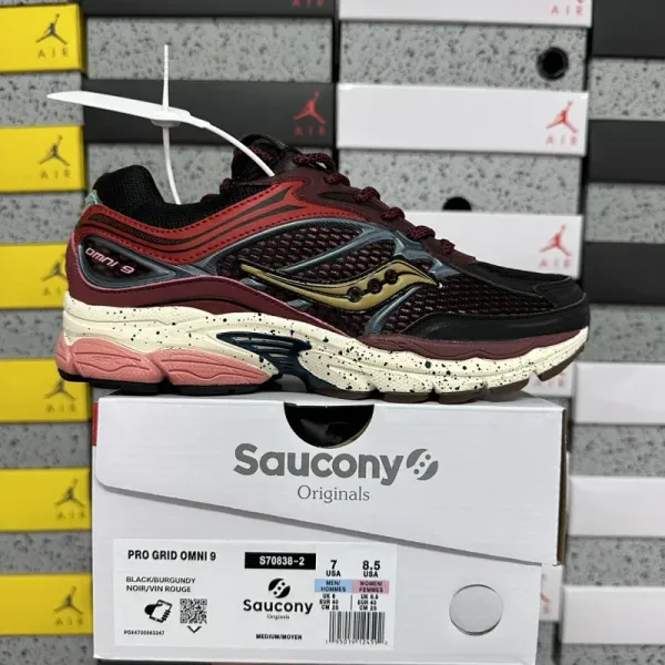 Saucony Pro Grid Omni 9 Brown Burgundy Running Shoes - 16