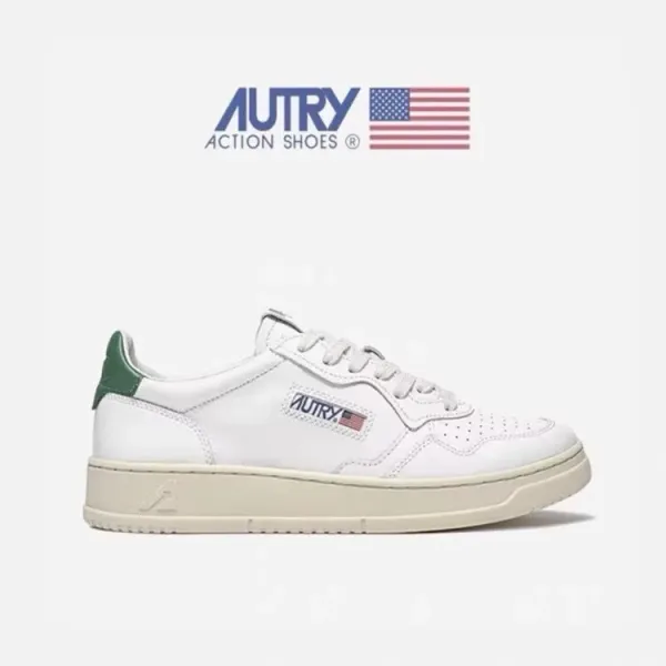 Autry Action Shoes White with Green Accents Sneakers - 1