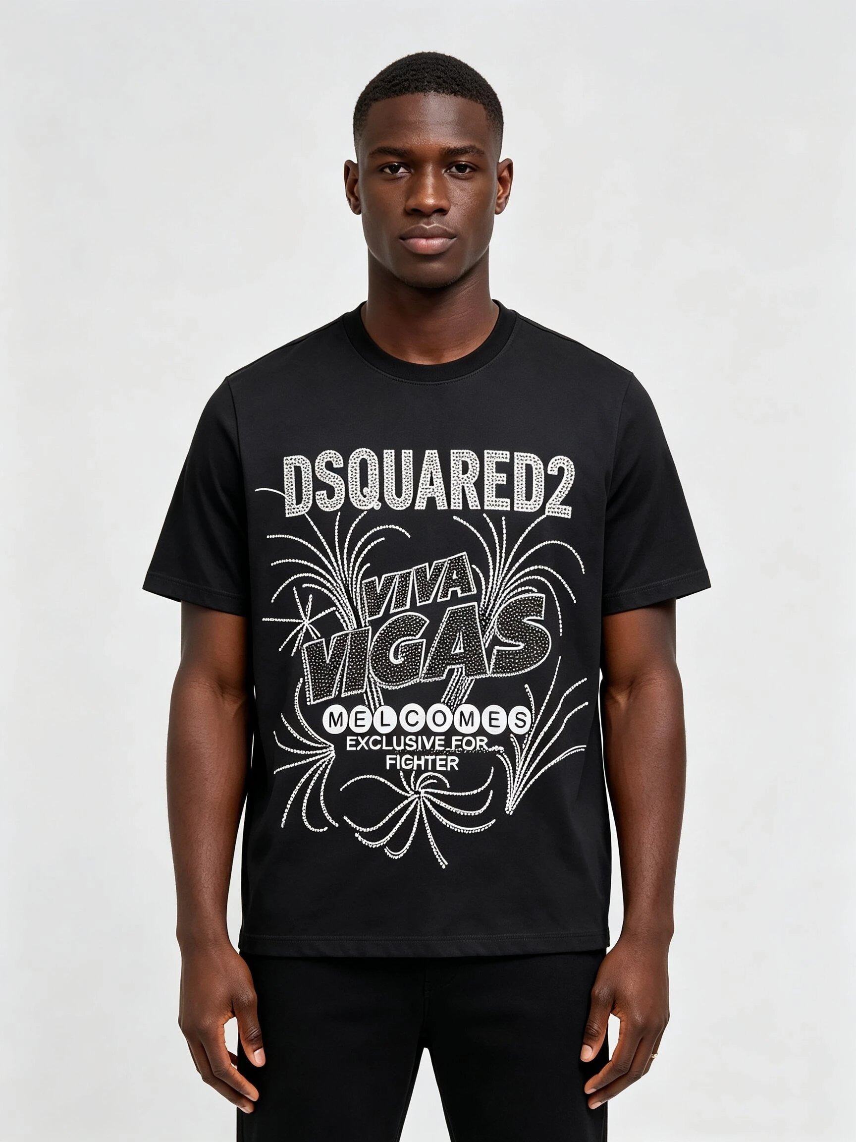 DSQ Rhinestone Flame T-Shirt