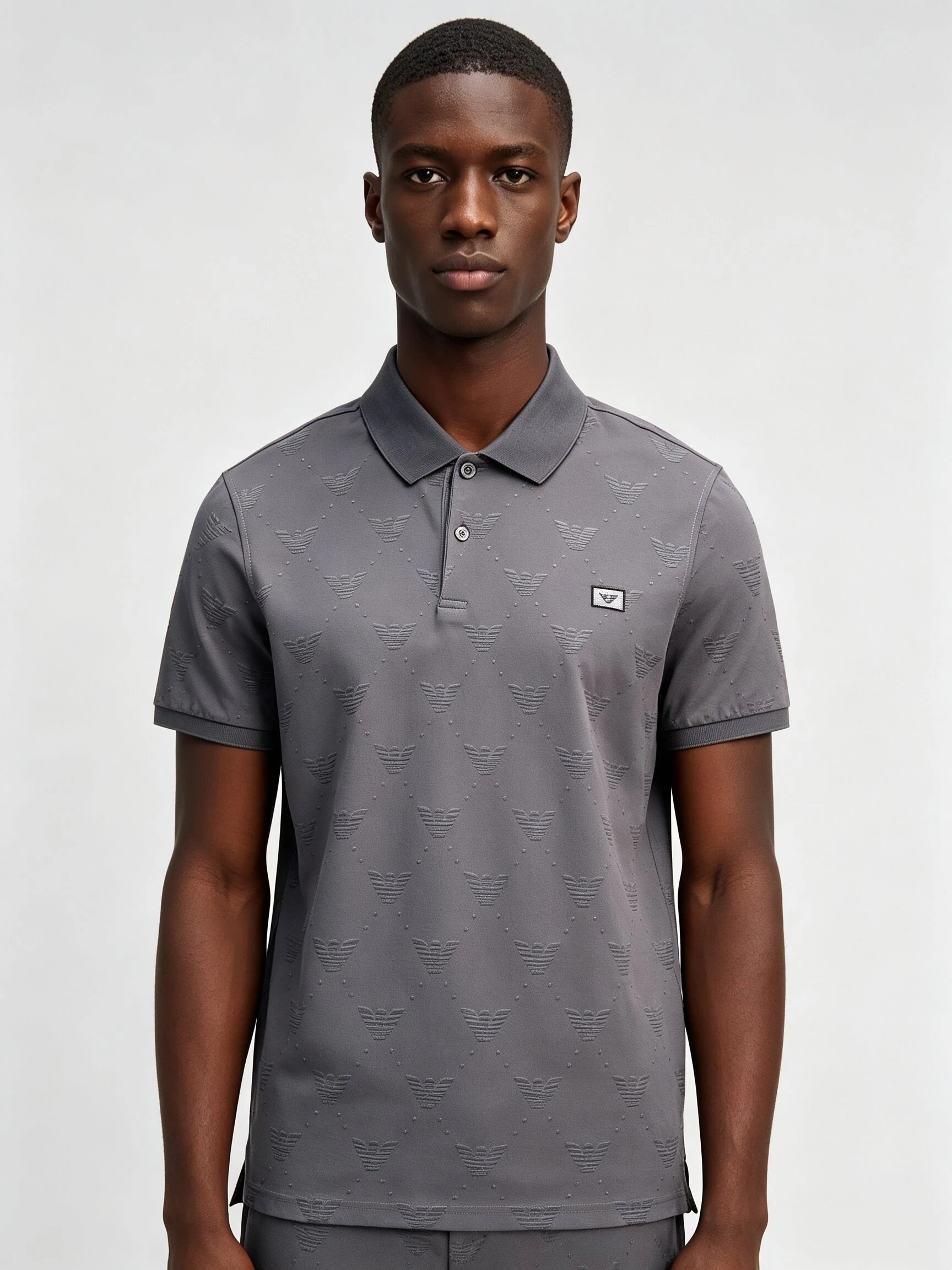 AMR Armani Full-Body Embossed Eagle Logo Polo
