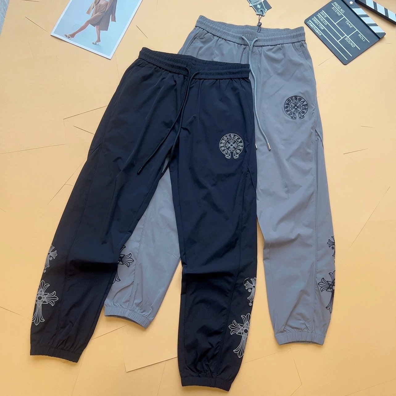 K005 Cross Embroidery Tapered Pants