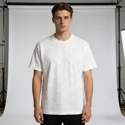 thumbnail for 26221#广州金宝硬货 商务高级感 GIV纪梵家立体压印针织情侣T恤 高端商务休闲男女圆领短袖上衣