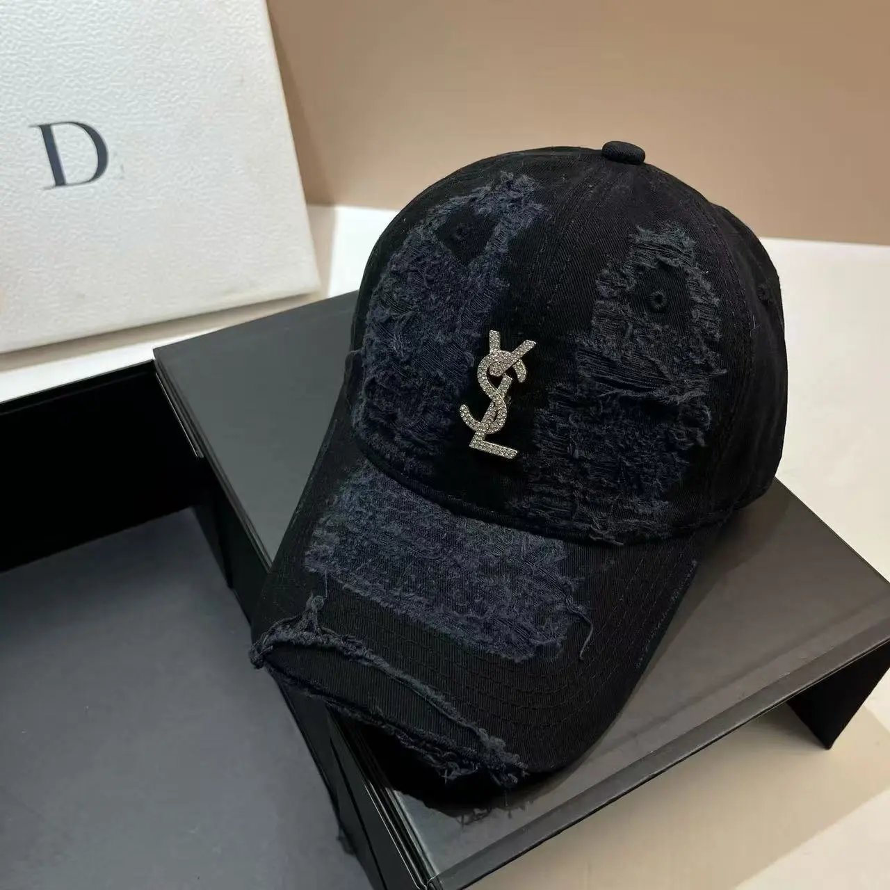 Balenciaga Hats Distressed Logo Baseball Cap — 40