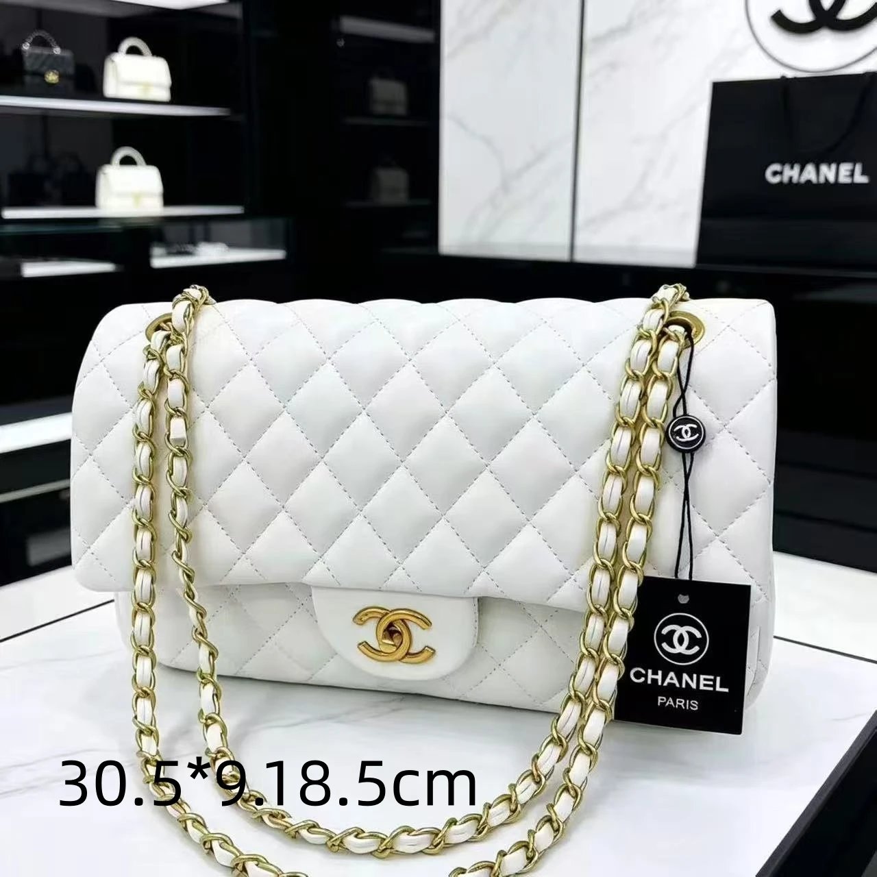 Chanel Shoulder Bags Quilted flap chain bag with interlocking CC turn-lock — 19