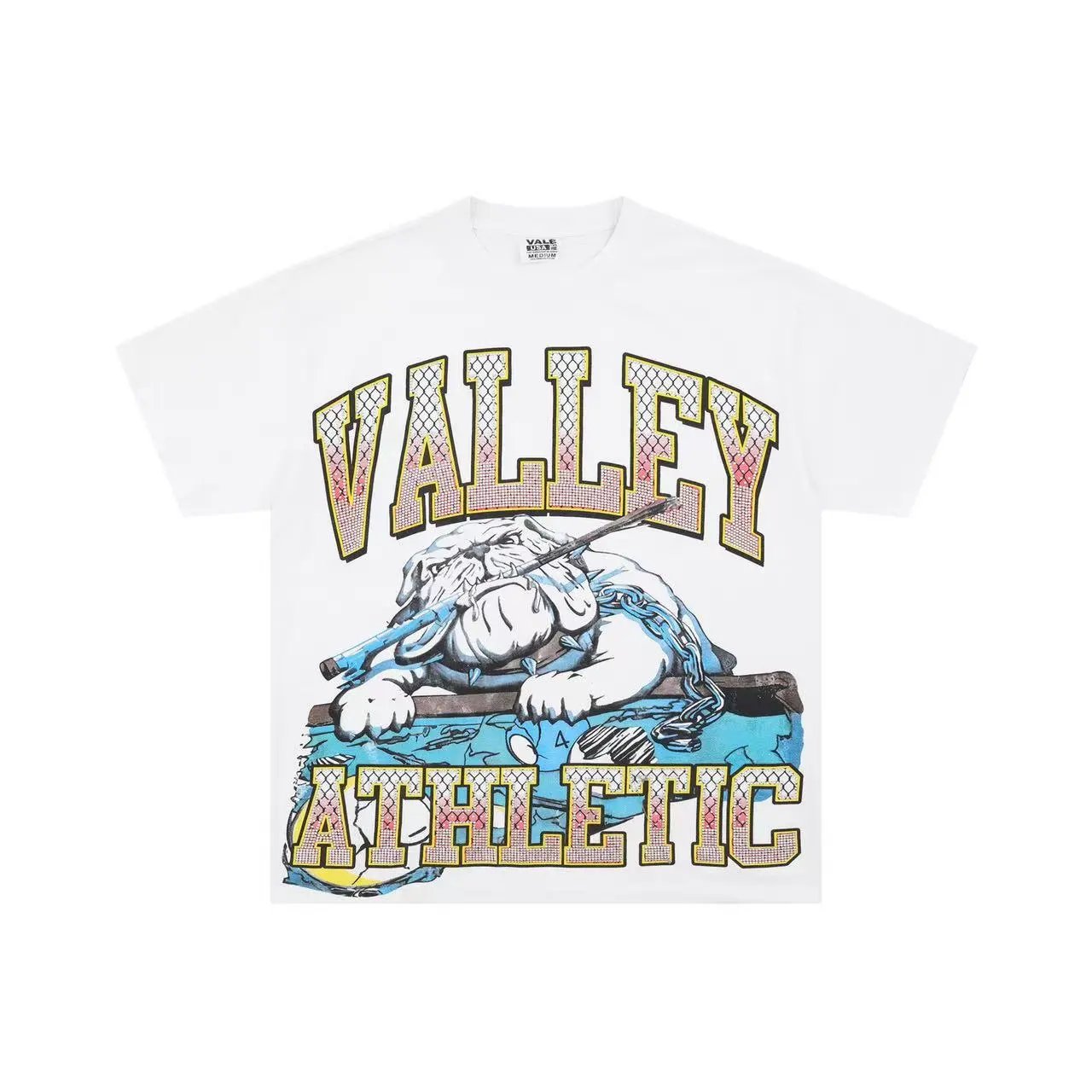 Vale Valley Forever Shorts Washed Denim Drawstring with Rhinestone Logo Embroidery — 32