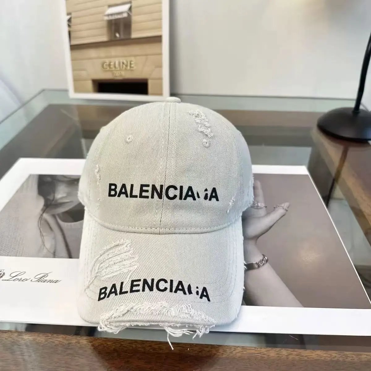 Balenciaga Hats Distressed Logo Baseball Cap — 5