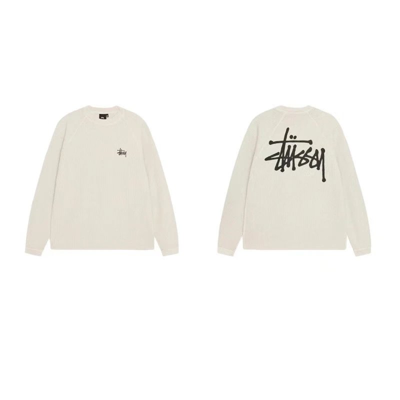 Stüssy Hoodies & Sweatshirts Waffle-Knit Raglan Crewneck Sweatshirt — 8