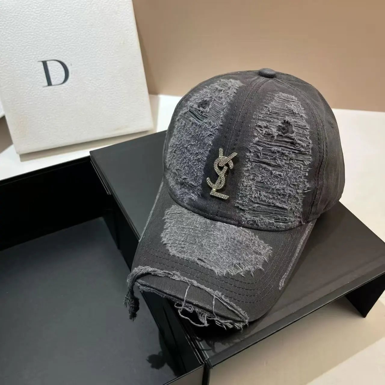 Balenciaga Hats Distressed Logo Baseball Cap — 39
