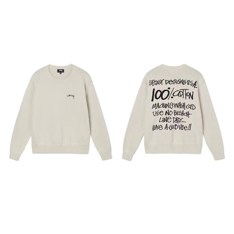Stüssy Hoodies & Sweatshirts Waffle-Knit Raglan Crewneck Sweatshirt — 14