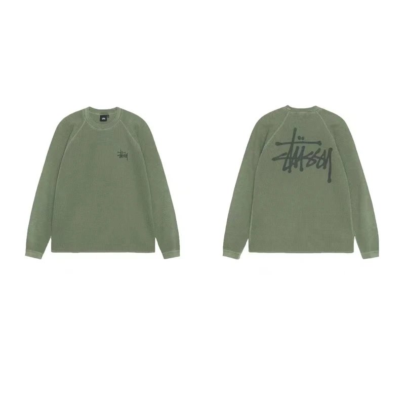 Stüssy Hoodies & Sweatshirts Waffle-Knit Raglan Crewneck Sweatshirt — 11