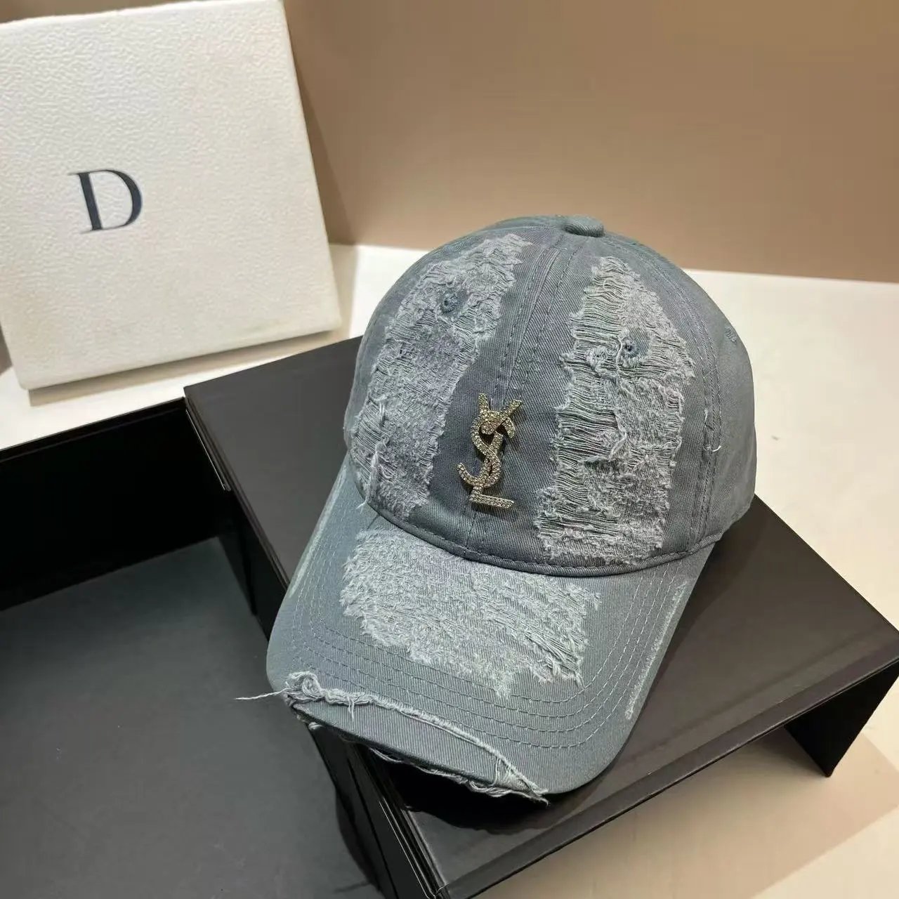 Balenciaga Hats Distressed Logo Baseball Cap — 34