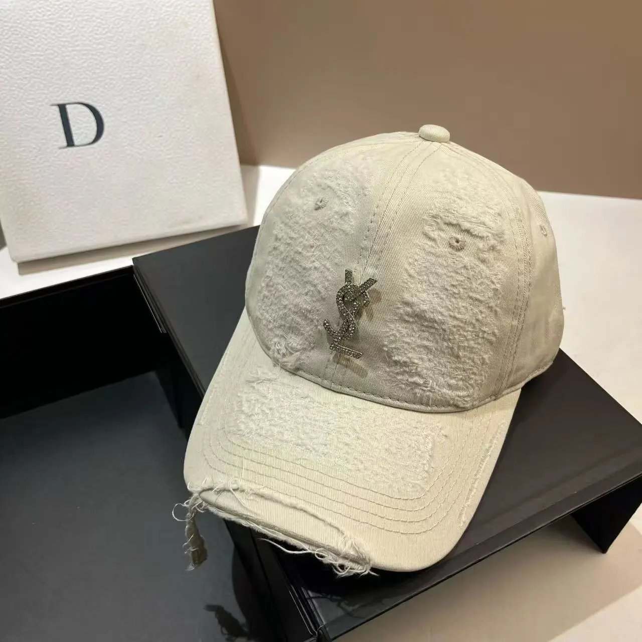 Balenciaga Hats Distressed Logo Baseball Cap — 38