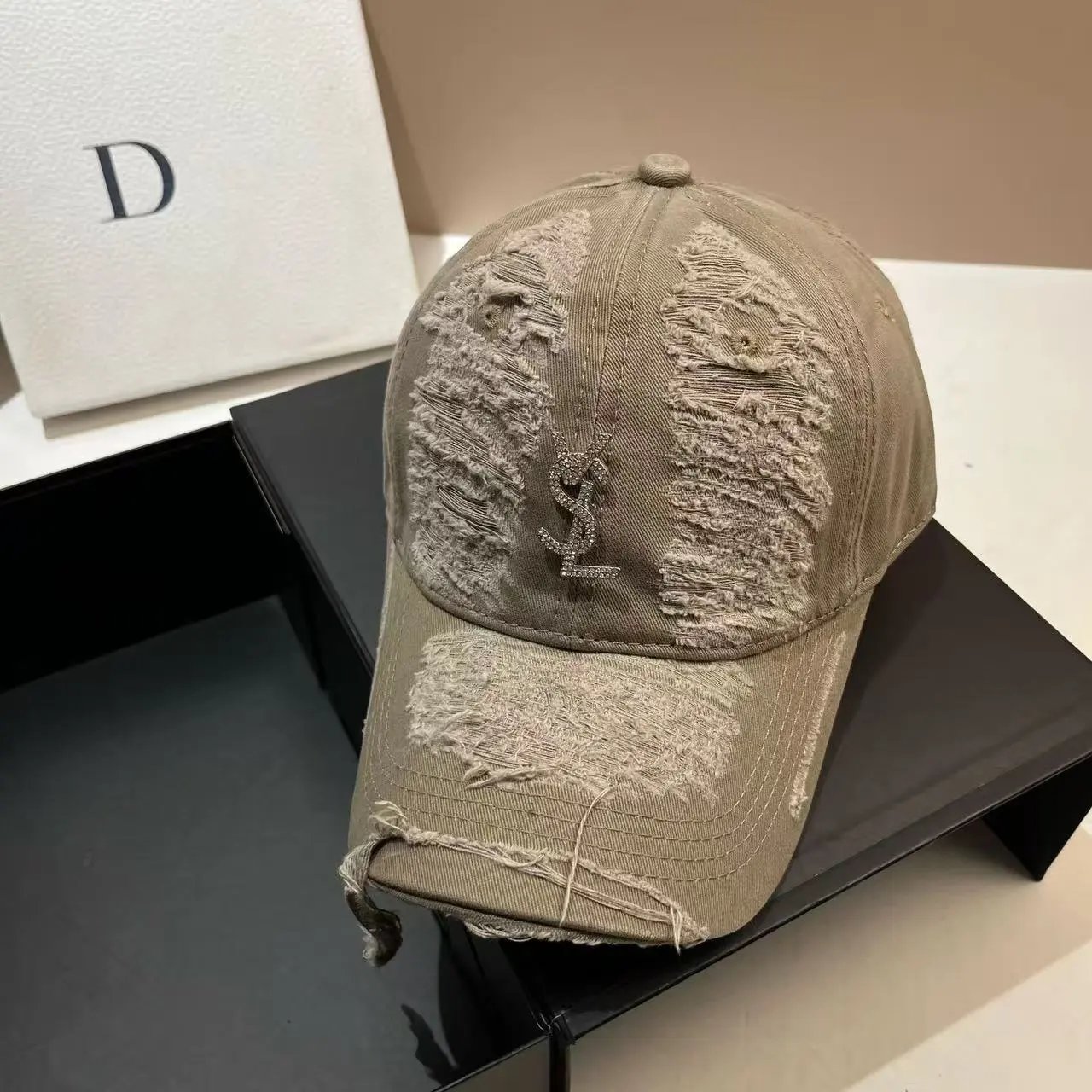 Balenciaga Hats Distressed Logo Baseball Cap — 35