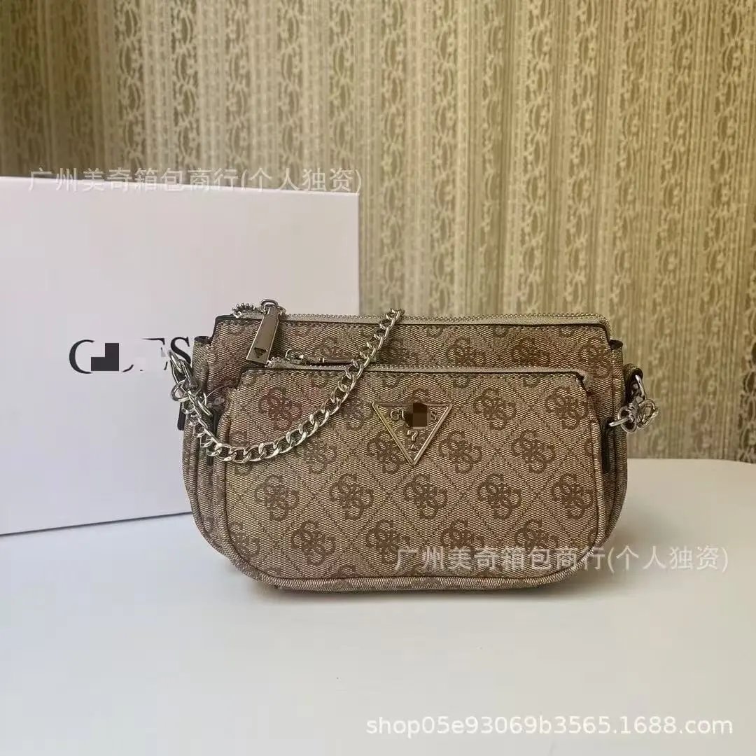 GUESS Crossbody Bags Double-Zip Logo-Print Chain-Strap Bag image 12