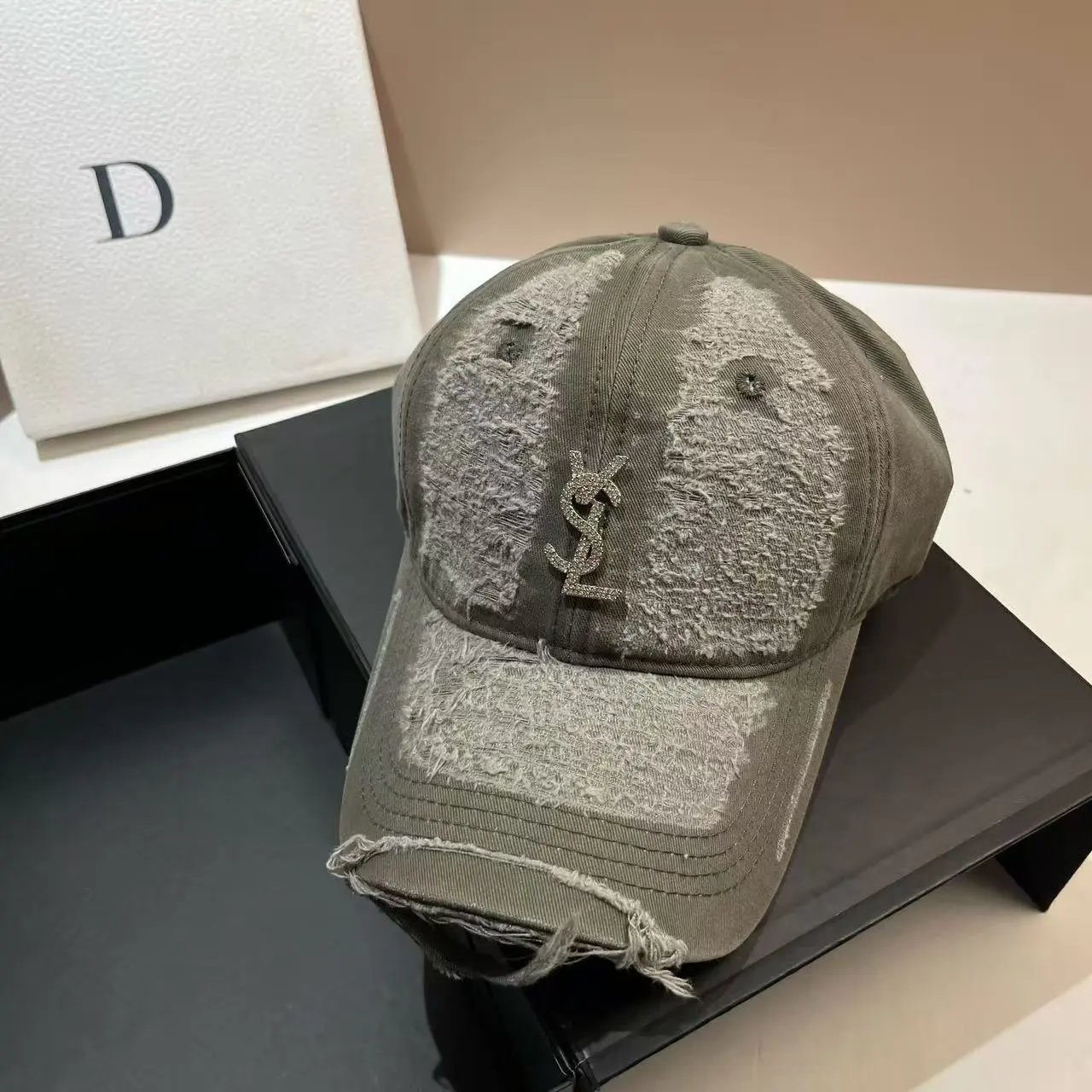 Balenciaga Hats Distressed Logo Baseball Cap — 37