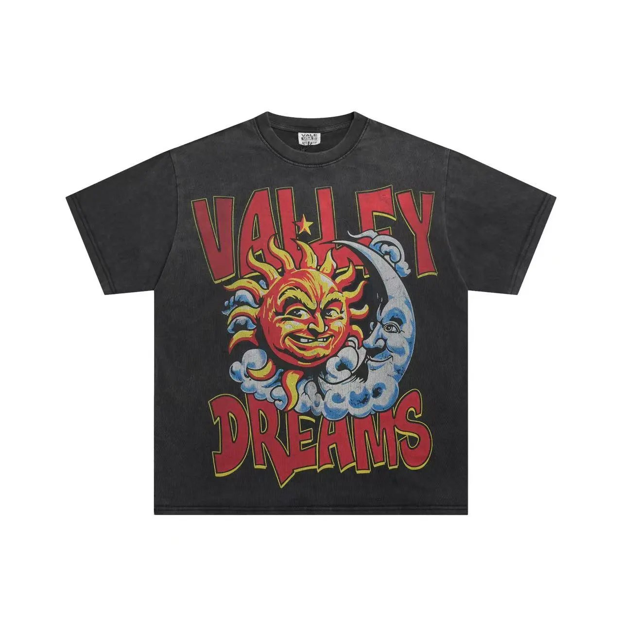 Vale Valley Forever Shorts Washed Denim Drawstring with Rhinestone Logo Embroidery — 34