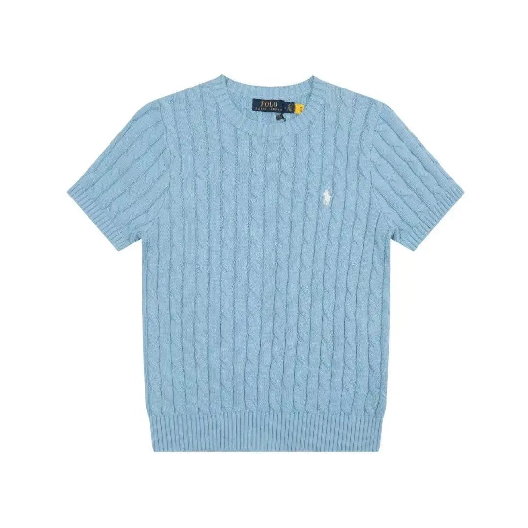 Polo Ralph Lauren Knitwear Short-Sleeve Cable-Knit Shirt — 38