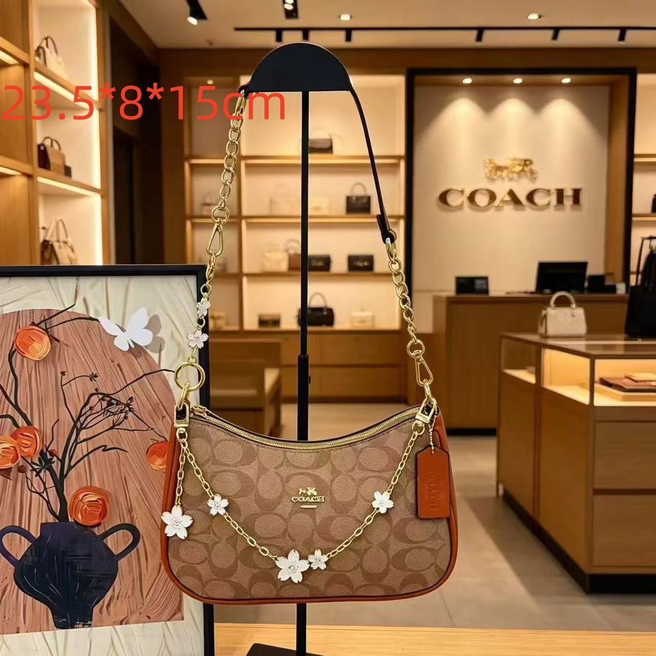 Coach Shoulder Bags Teri Signature Canvas Chain Bag — 18