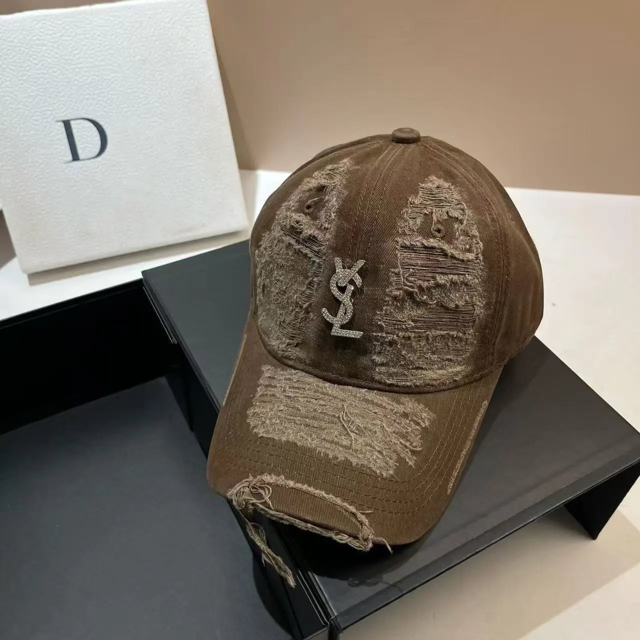 Balenciaga Hats Distressed Logo Baseball Cap — 36