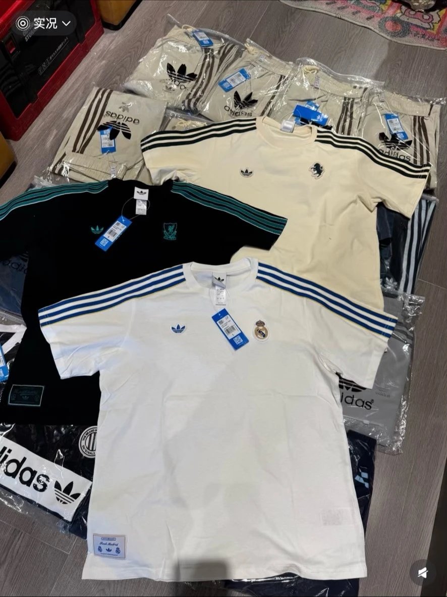 In Stock Same-Day Ship AD Adidas Originals Real Madrid Short Sleeve T-Shirt Royal Madrid Football Casual Culture Tee Unisex Loose Fit Top Co-branded Jersey