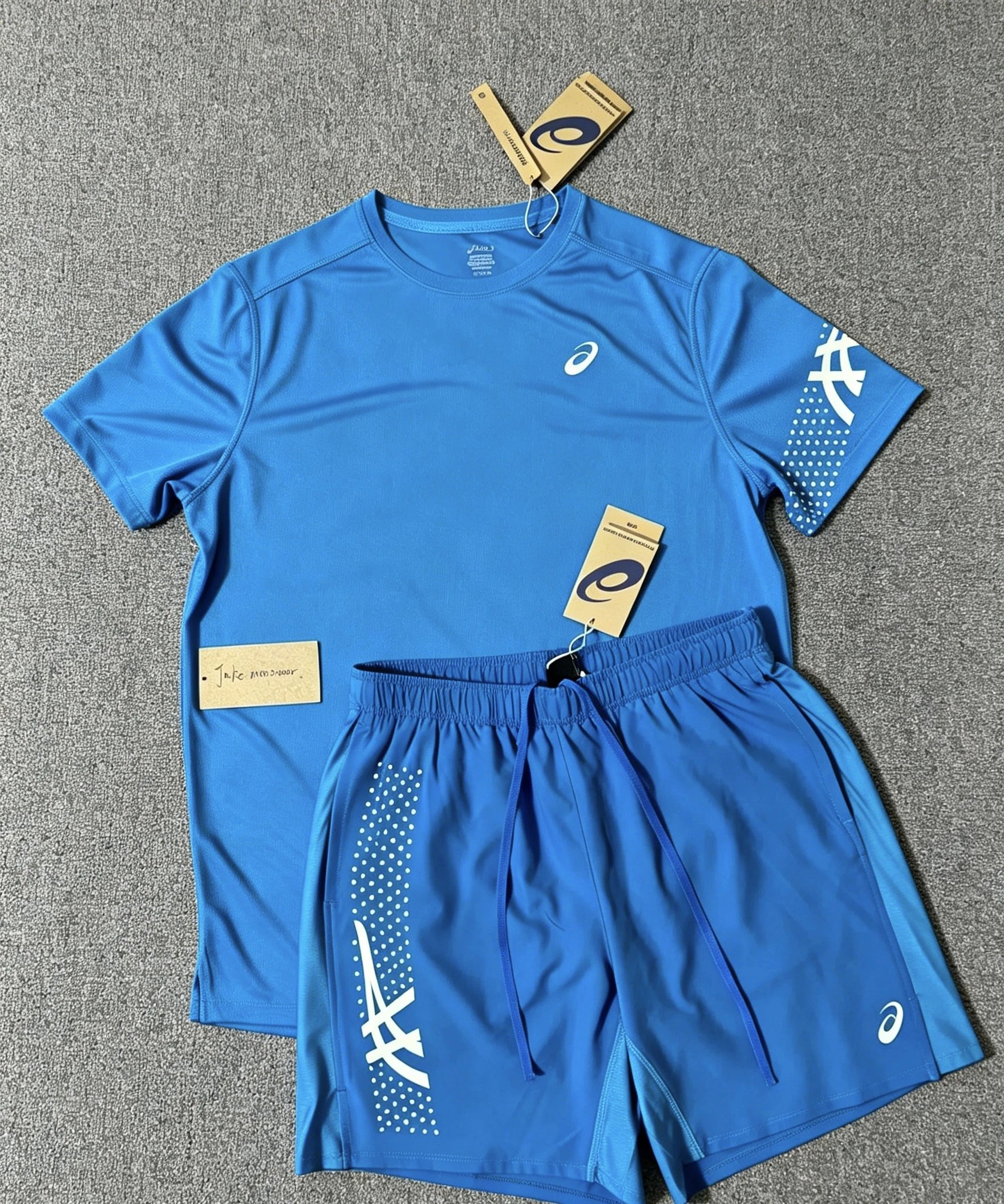 Blue short sleeved shirt+blue shorts