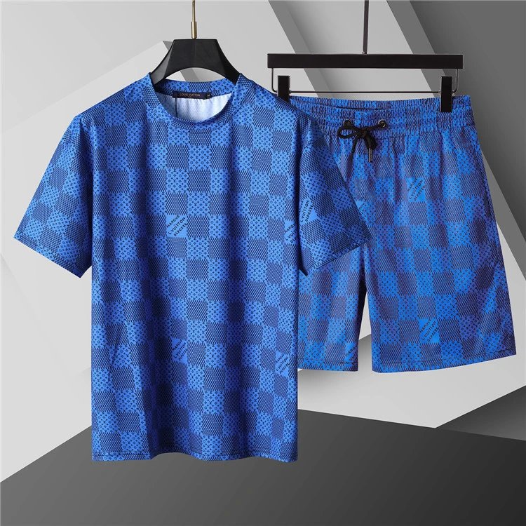Dior Matching Sets Embossed monogram T-shirt and shorts set — 91128 Blue suit