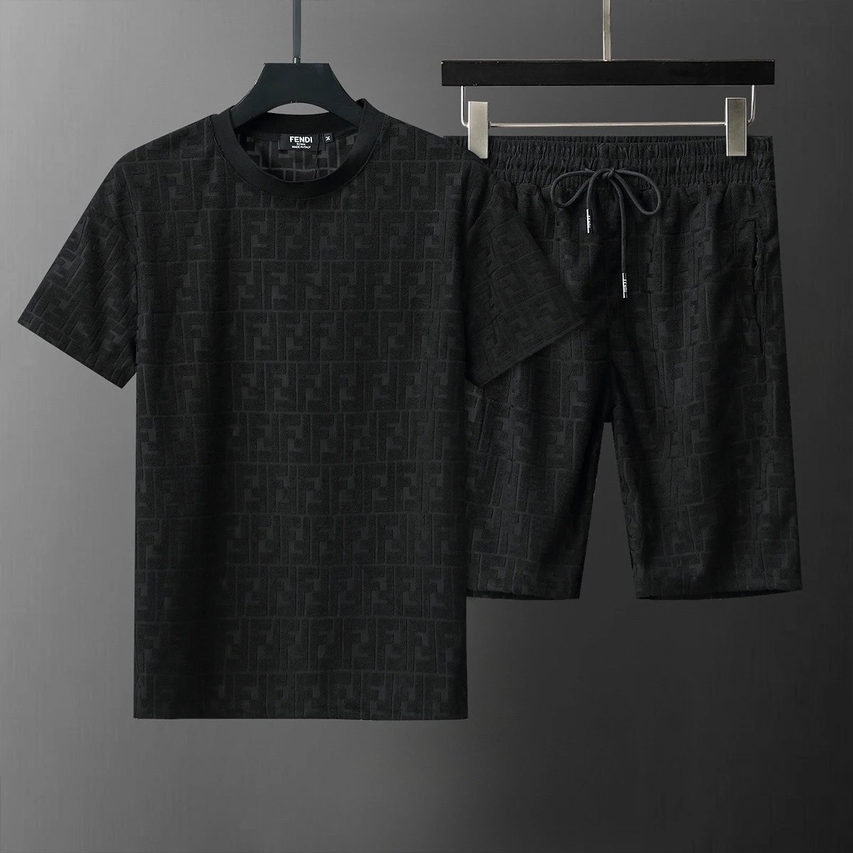 Dior Matching Sets Embossed monogram T-shirt and shorts set — 6505 Black Suit