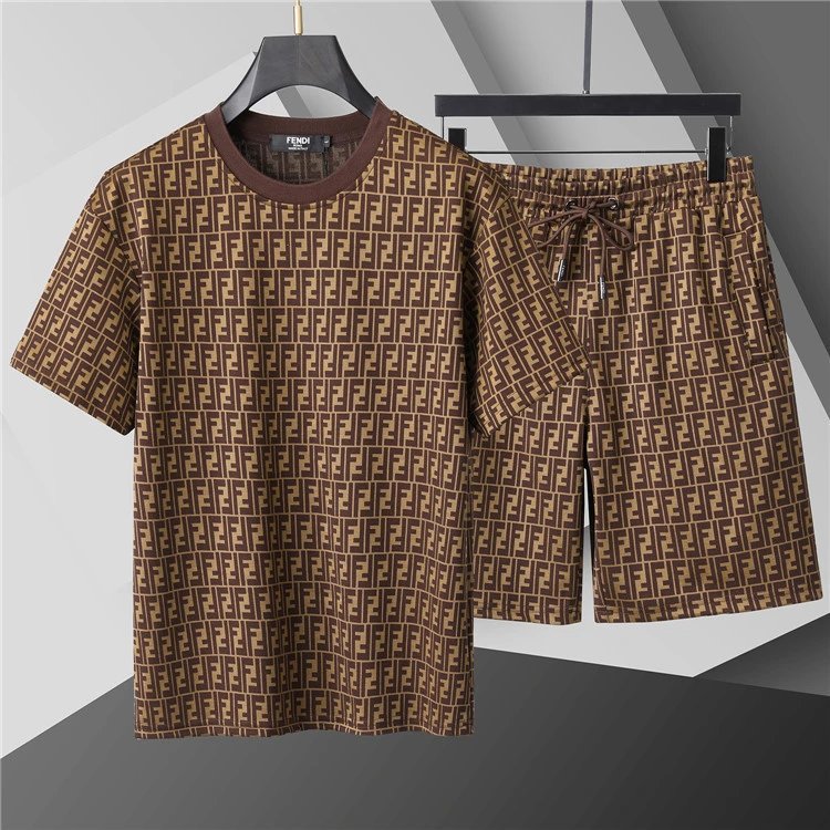 Dior Matching Sets Embossed monogram T-shirt and shorts set — 95196 Brown suit