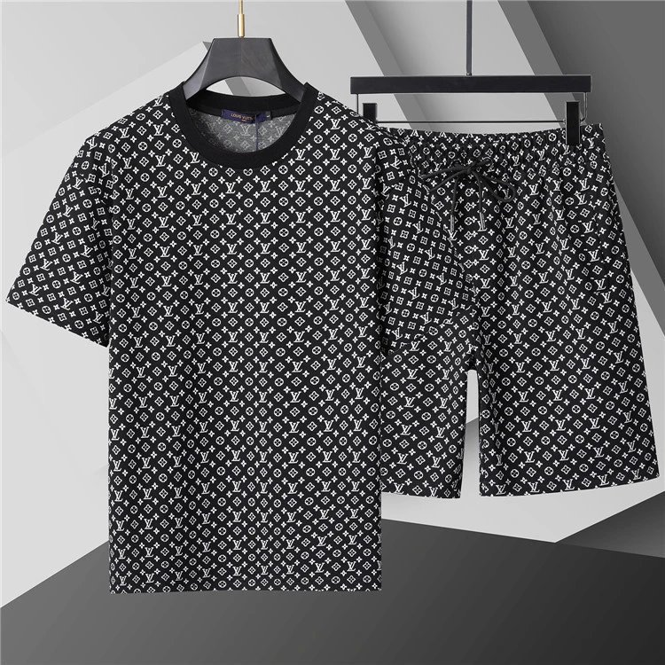 Dior Matching Sets Embossed monogram T-shirt and shorts set — 95197 Black suit