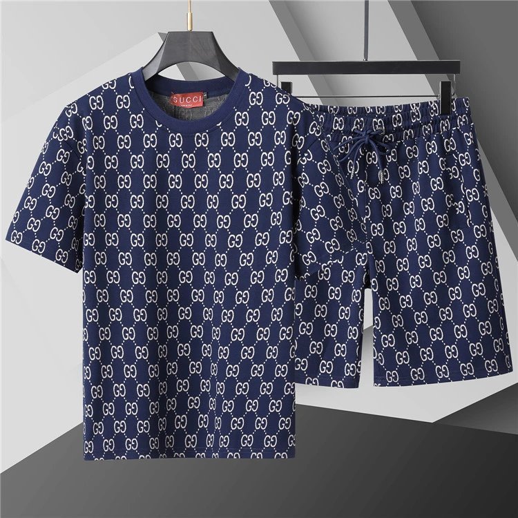 Dior Matching Sets Embossed monogram T-shirt and shorts set — 95195 Navy blue suit