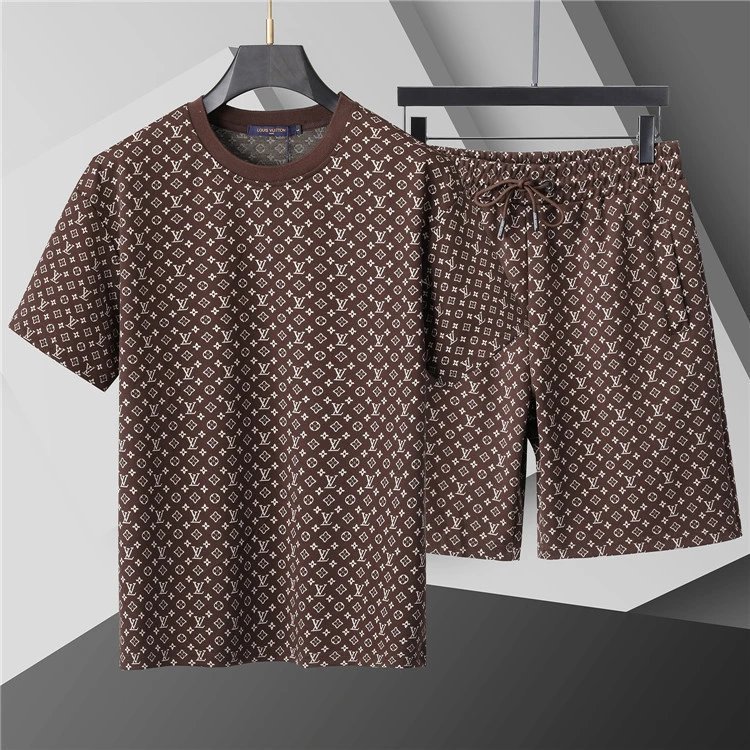 Dior Matching Sets Embossed monogram T-shirt and shorts set — 95197 Brown suit