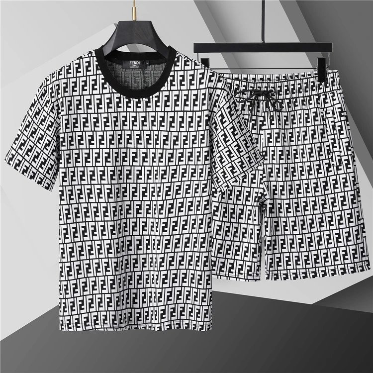 Dior Matching Sets Embossed monogram T-shirt and shorts set — 95196 Black and white suit