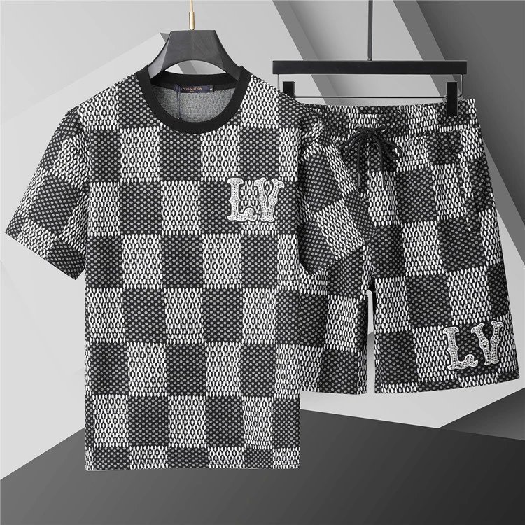 Dior Matching Sets Embossed monogram T-shirt and shorts set — 95198 Dark gray suit
