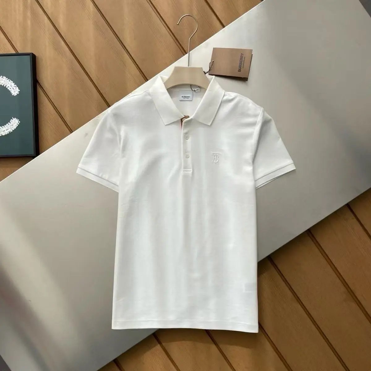Burberry Shirts Short-Sleeve Polo Shirt with Check Collar — 19.